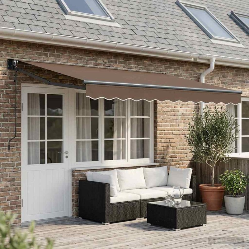 Auvent rétractable Taupe 5 x 3 m Polyester et métal 623537623537