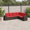 Ensemble de canapé de jardin 6 pcs avec coussins marron résine tressée 623540623540