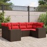 Ensemble de canapé de jardin 6 pcs avec coussins marron résine tressée 623542623542