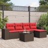Ensemble de canapé de jardin 6 pcs avec coussins marron résine tressée 623543623543