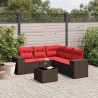 Ensemble de canapé de jardin 6 pcs avec coussins marron résine tressée 623545623545