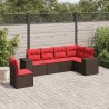 Ensemble de canapé de jardin 6 pcs avec coussins marron résine tressée 623548623548