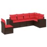Ensemble de canapé de jardin 6 pcs avec coussins marron résine tressée 623548623548