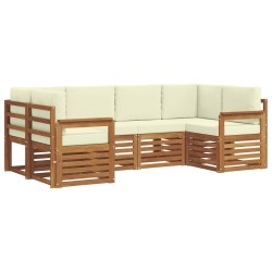 Ensemble de canapé d'angle avec coussin 6 pcs Naturel et Crème 623553623553