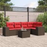 Ensemble de canapé de jardin 6 pcs avec coussins marron résine tressée 623554623554