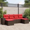 Ensemble de canapé de jardin 6 pcs avec coussins marron résine tressée 623555623555