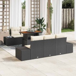 Ensemble de canapé de jardin 6 pc Noir et Crème 623557623557