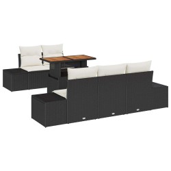 Ensemble de canapé de jardin 6 pc Noir et Crème 623557623557