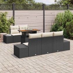 Ensemble de canapé de jardin 6 pc Noir et Crème 623557623557