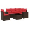 Ensemble de canapé de jardin 6 pcs avec coussins marron résine tressée 623558623558