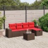 Ensemble de canapé de jardin 6 pcs avec coussins marron résine tressée 623559623559
