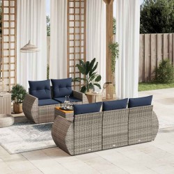 Ensemble de canapé de jardin 6 pcs avec coussins gris résine tressée 623560623560