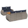 Ensemble de canapé de jardin 6 pcs avec coussins gris résine tressée 623560623560