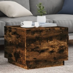 Table basse avec lumières LED chêne fumé 50x50x40 cm 623563623563