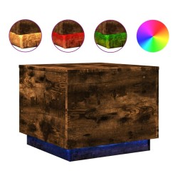 Table basse avec lumières LED chêne fumé 50x50x40 cm 623563623563