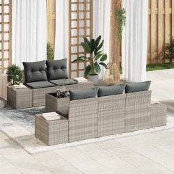 Ensemble de canapé de jardin 6 pcs Gris clair polyrotin 623565623565
