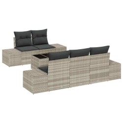 Ensemble de canapé de jardin 6 pcs Gris clair polyrotin 623565623565