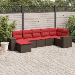 Ensemble de canapé de jardin 7 pcs avec coussins marron résine tressée 623567623567