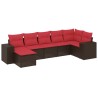 Ensemble de canapé de jardin 7 pcs avec coussins marron résine tressée 623567623567