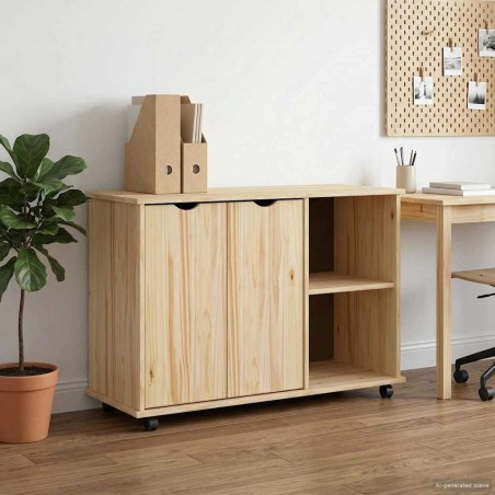 Cabinet roulant Marron 100 x 39 x 65,5 cm Bois de Pin Massif 623569623569