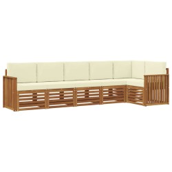 Ensemble de canapé d'angle avec coussin 6 pcs Naturel et Crème 623575623575