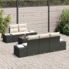 Ensemble de canapé de jardin avec coussin Noir polyrotin 623576623576