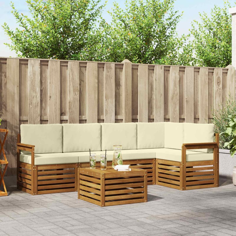 Ensemble de canapé d'angle avec coussin 6 pcs Naturel et Crème 623579623579