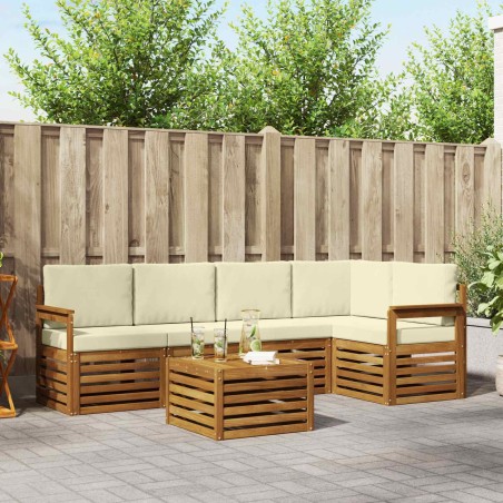 Ensemble de canapé d'angle avec coussin 6 pcs Naturel et Crème 623579623579