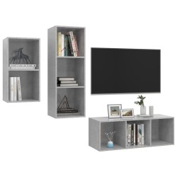Ensemble de meuble TV 3 pcs Gris béton Bois d'ingénierie 623582623582