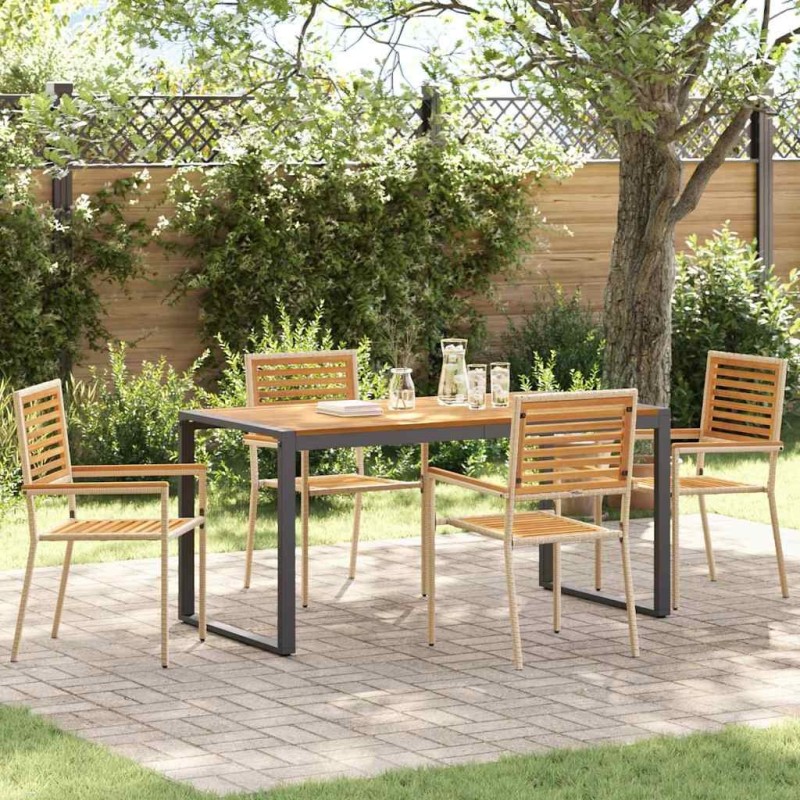 Ensemble de salle à manger pour jardin 5 pcs Beige et Marron 623585623585