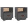 Tables de chevet 2 pcs Gris 40x34x45 cm Bois de pin massif 623586623586