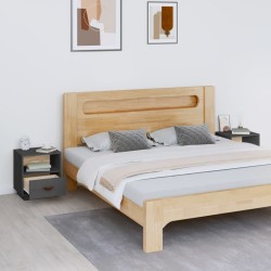 Tables de chevet 2 pcs Gris 40x34x45 cm Bois de pin massif 623586623586