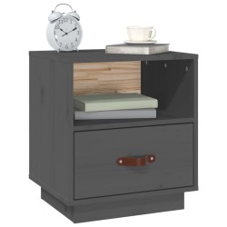 Tables de chevet 2 pcs Gris 40x34x45 cm Bois de pin massif 623586623586