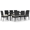 Ensemble à manger de jardin 9 pcs Résine tressée Noir 623593623593