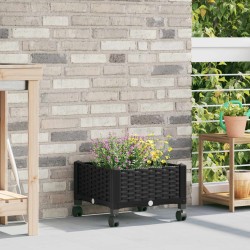 Jardinière avec Roues Noir 40 x 40 x 29 cm PP 623598623598