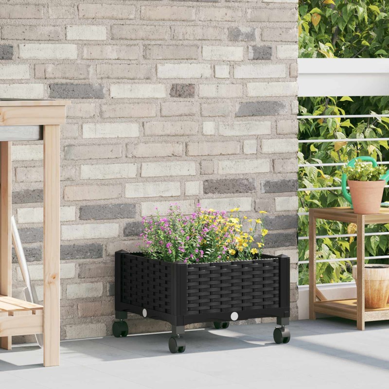 Jardinière avec Roues Noir 40 x 40 x 29 cm PP 623598623598
