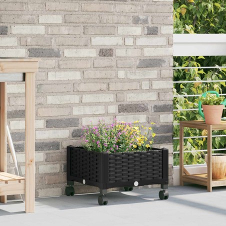 Jardinière avec Roues Noir 40 x 40 x 29 cm PP 623598623598