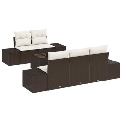 Ensemble de canapé de jardin avec coussin Marron polyrotin 623599623599