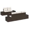Ensemble de canapé de jardin avec coussin Marron polyrotin 623599623599