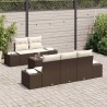 Ensemble de canapé de jardin avec coussin Marron polyrotin 623599623599