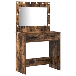 Ensemble de table de maquillage avec LED 3 pcs Chêne fumé 623601623601