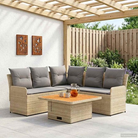 Ensembles de meubles 4 pcs Beige et Gris clair Rotin PE 623604623604