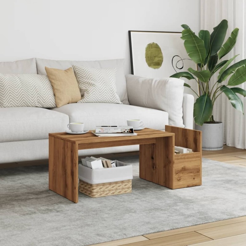 Table basse chêne artisanal 90x45x35 cm bois d'ingénierie 623620623620