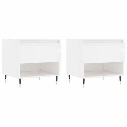 Tables basses 2 pcs blanc brillant 50x46x50cm bois d'ingénierie 623621623621
