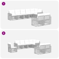 Ensemble de canapé de jardin 8 pcs Beige et blanc crème 623623623623