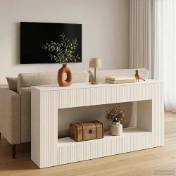 Table console Rayé Blanc 155 x 29 x 74 cm Bois d’ingénierie 623625623625