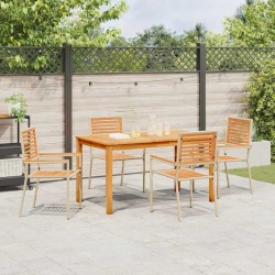Ensemble de salle à manger pour jardin 5 pcs Beige 623626623626