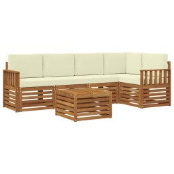 Ensemble de canapé d'angle avec coussin 6 pcs Naturel et Crème 623634623634