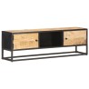 Meuble TV avec porte sculptée 130x30x40cm Bois de manguier brut 623644623644