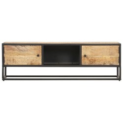 Meuble TV avec porte sculptée 130x30x40cm Bois de manguier brut 623644623644